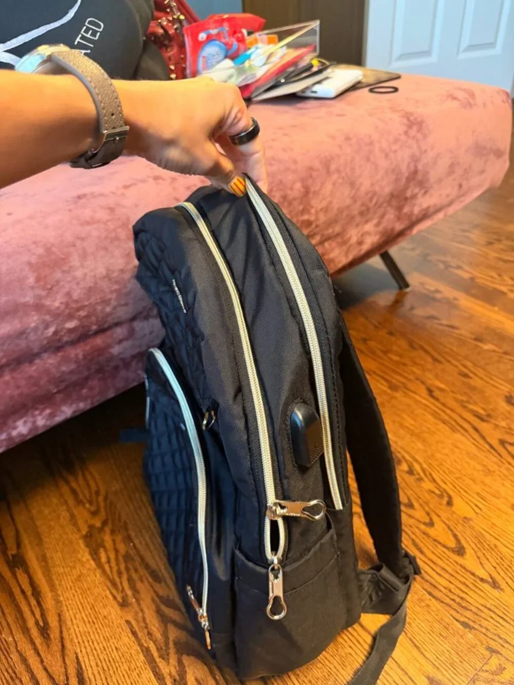 KROSER Black Quilted Travel & Laptop Backpack